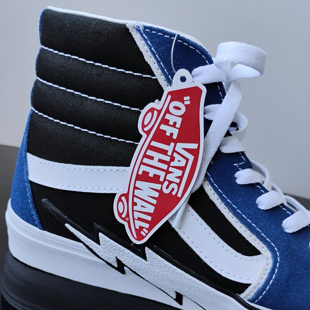 Vans Men Sk8-Hi Bolt Suede/Canvas High Top Sneaker in Beautiful True Blue/Black - Picture 5 of 13